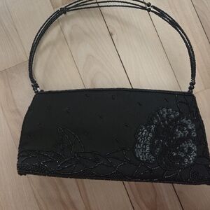 Elegant Black Beaded Evening Bag